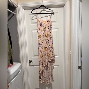 Light pink floral dress. Tie back.
